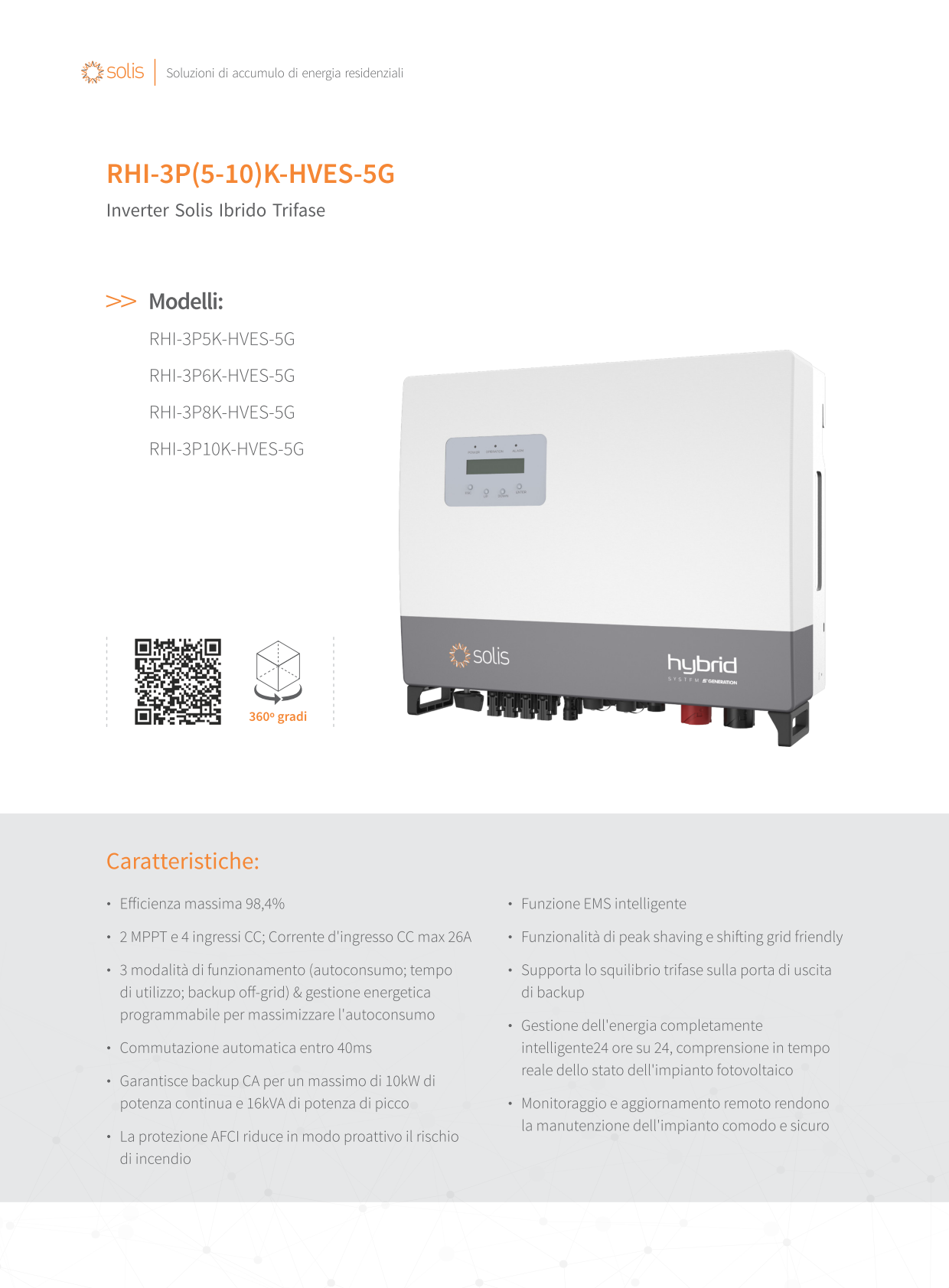 Inverter ibrido trifase 10 KW Solis