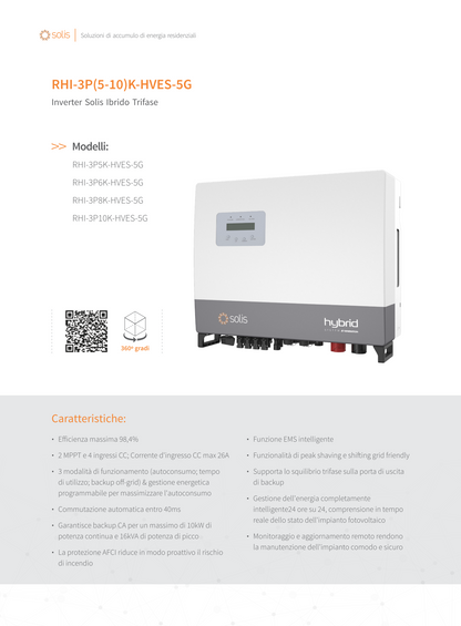 Inverter ibrido trifase 10 KW Solis